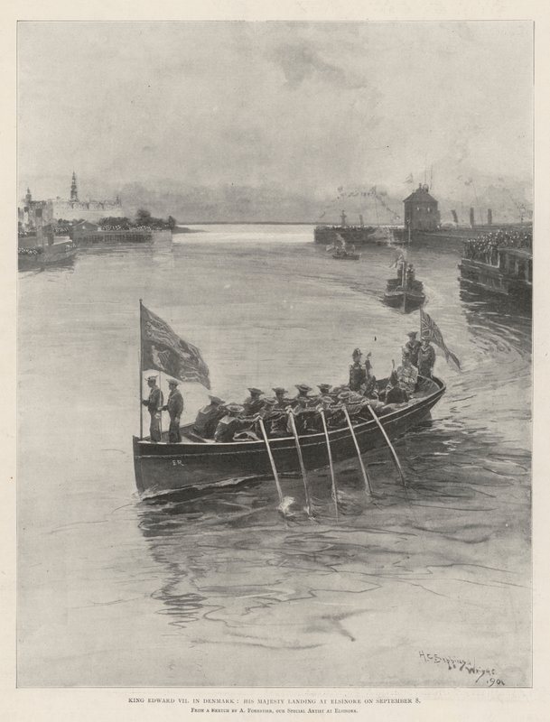 Kong Edward VII i Danmark, Hans Majestæt landgang ved Helsingør den 8. september af Henry Charles Seppings Wright
