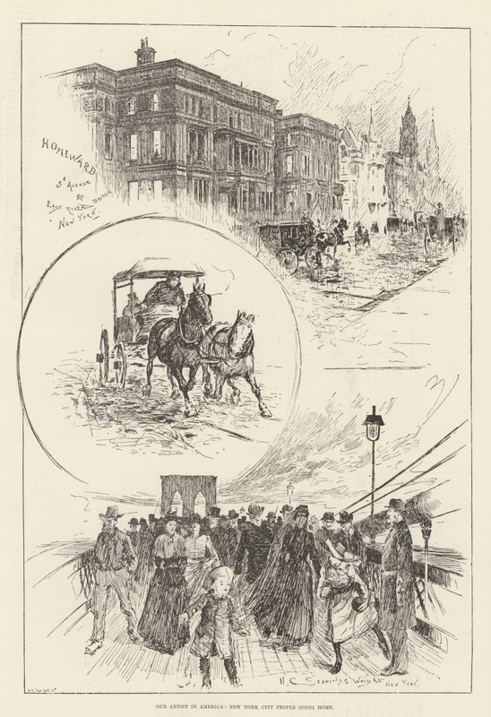 Vores kunstner i Amerika, New York City People going Home af Henry Charles Seppings Wright
