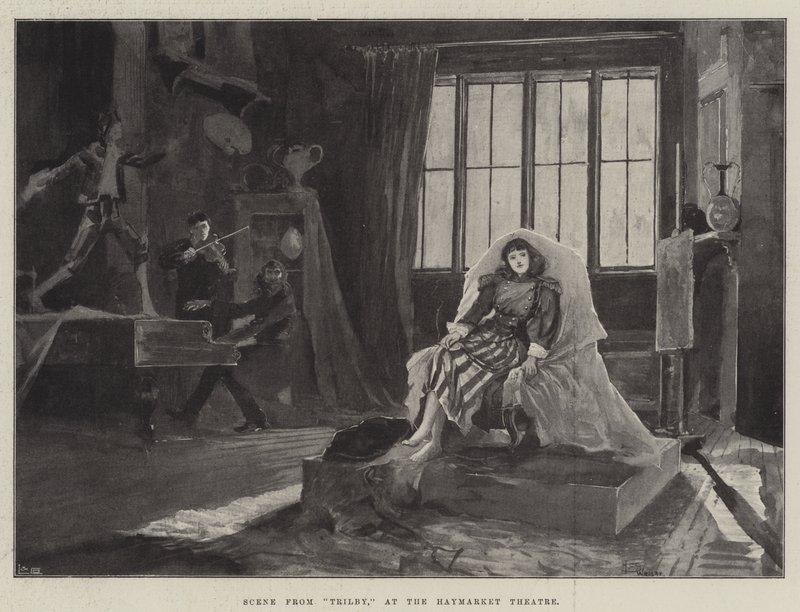 Scene fra Trilby, på Haymarket Theatre af Henry Charles Seppings Wright
