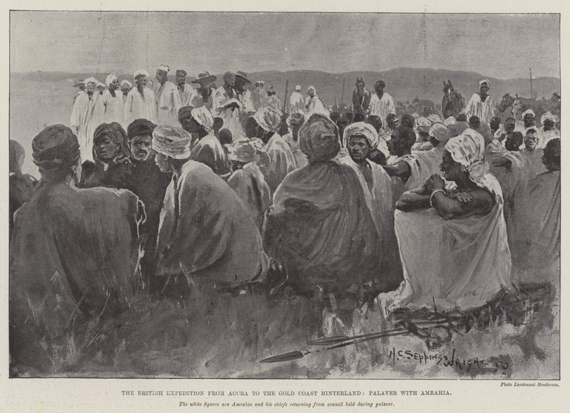 Den britiske ekspedition fra Accra til guldkystens bagland, Palaver med Amrahia af Henry Charles Seppings Wright