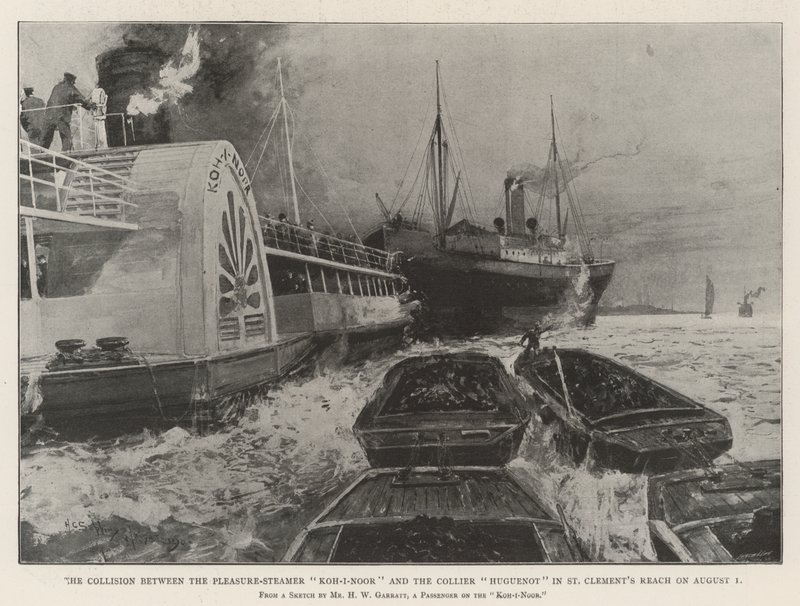Kollisionen mellem Pleasure-Steamer Koh-i-Noor og Collier Huguenot i St Clement