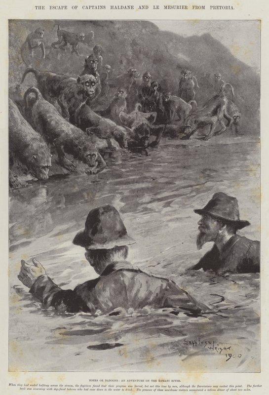 Kaptajnerne Haldane og Le Mesuriers flugt fra Pretoria af Henry Charles Seppings Wright