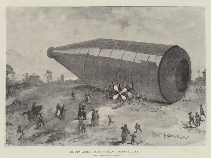 Den nye tyske militærballon blev testet nær Berlin af Henry Charles Seppings Wright