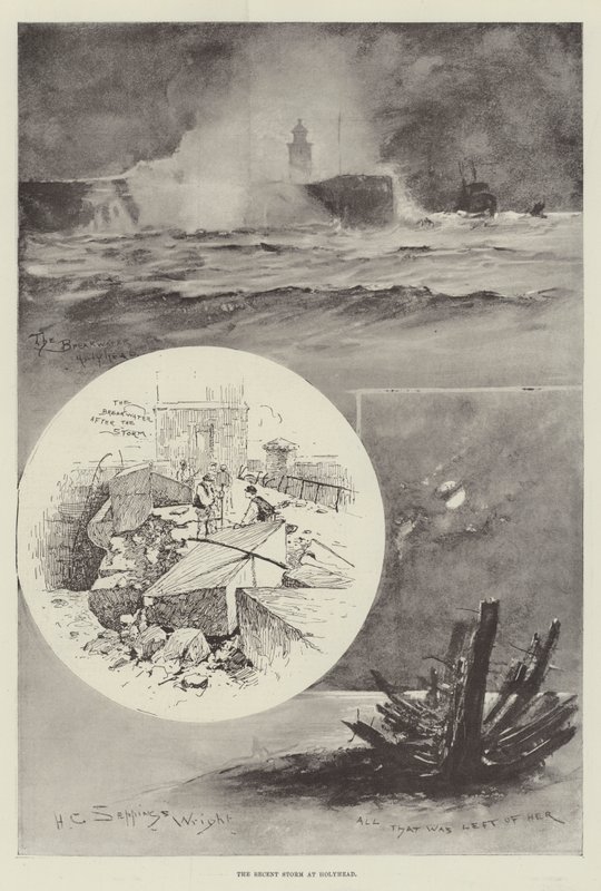 Den seneste storm ved Holyhead af Henry Charles Seppings Wright