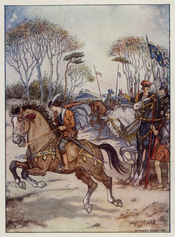 En fin udstilling af horsemanship (farve litho) af Henry Cole