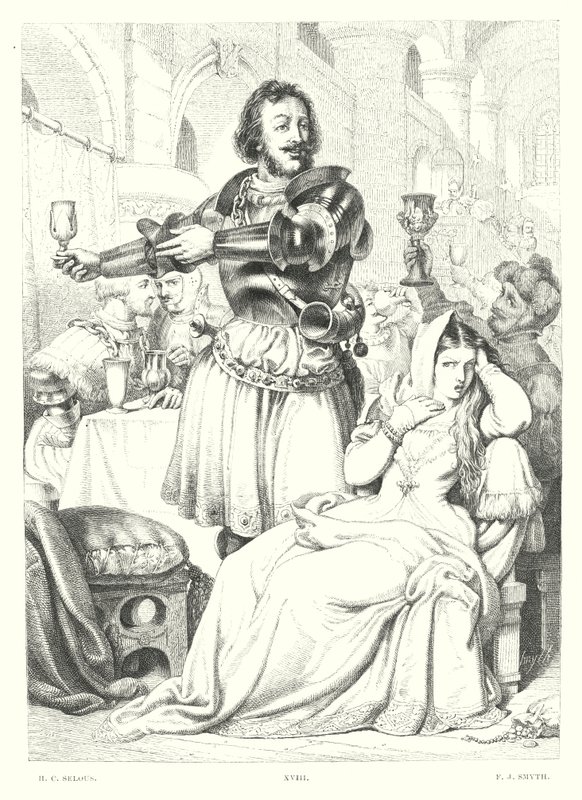 Lord Byrons barn Harold, Canto III, strofe 48 (gravering) af Henry Courtney (after) Selous