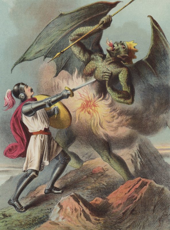 Christian dræber Appolyon (chromolitho) af Henry Courtney Selous