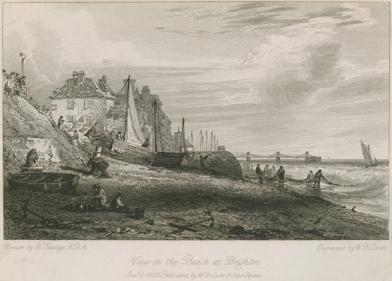 Udsigt over stranden i Brighton af Henry Edridge