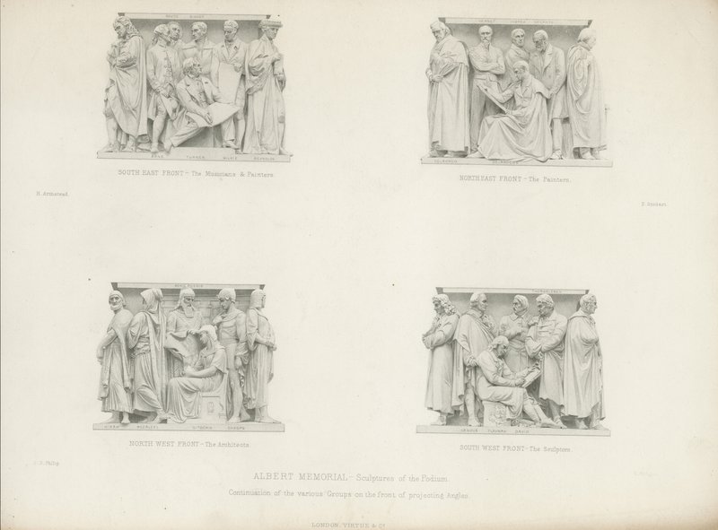 Skulpturer på podiet til Albert Memorial af Henry Hugh Armstead