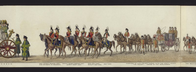 En del af panoramaudsigten over hele begravelsesoptoget af Arthur, hertug af Wellington (farvet akvatint) af Henry Jr and Sala Alken