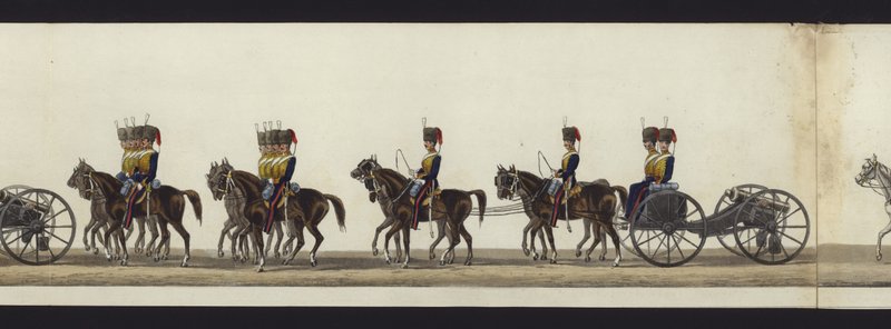 En del af panoramaudsigten over hele begravelsesoptoget af Arthur, hertug af Wellington (farvet akvatint) af Henry Jr and Sala Alken