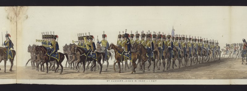 En del af panoramaudsigten over hele begravelsesoptoget af Arthur, hertug af Wellington (farvet akvatint) af Henry Jr and Sala Alken