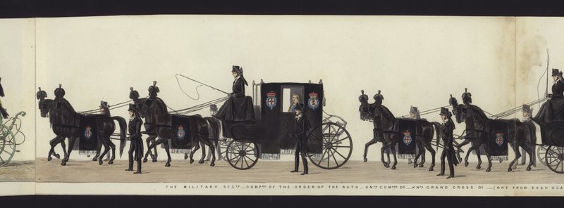 En del af panoramaudsigten over hele begravelsesoptoget af Arthur, hertug af Wellington (farvet akvatint) af Henry Jr and Sala George Augustus Alken