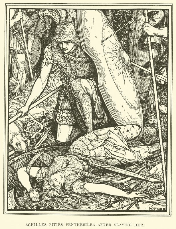 Achilles har ondt af Penthesilea efter at have dræbt hende af Henry Justice Ford