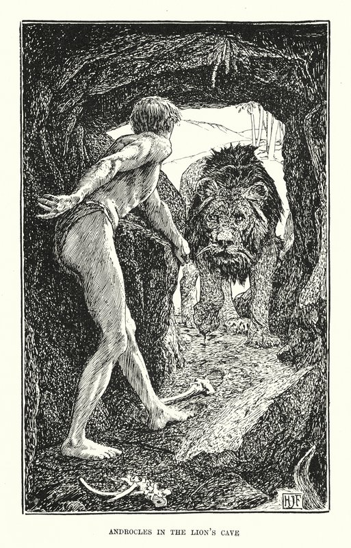 Androkles i løvens hule (kobberstik) af Henry Justice Ford