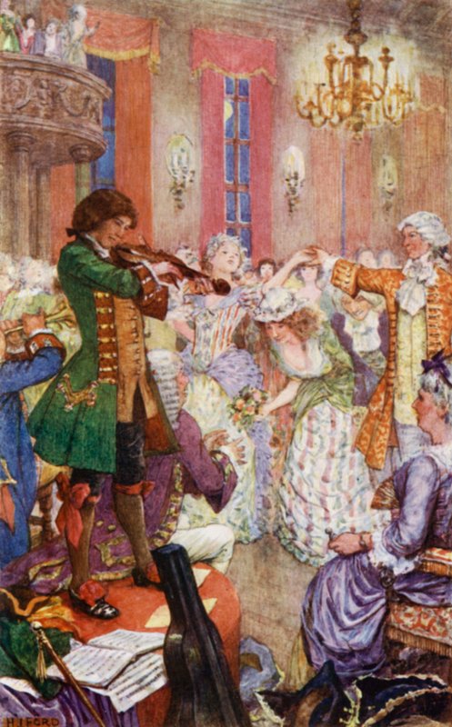 Blind Jack spiller på sin violin ved samlingsballerne af Henry Justice Ford