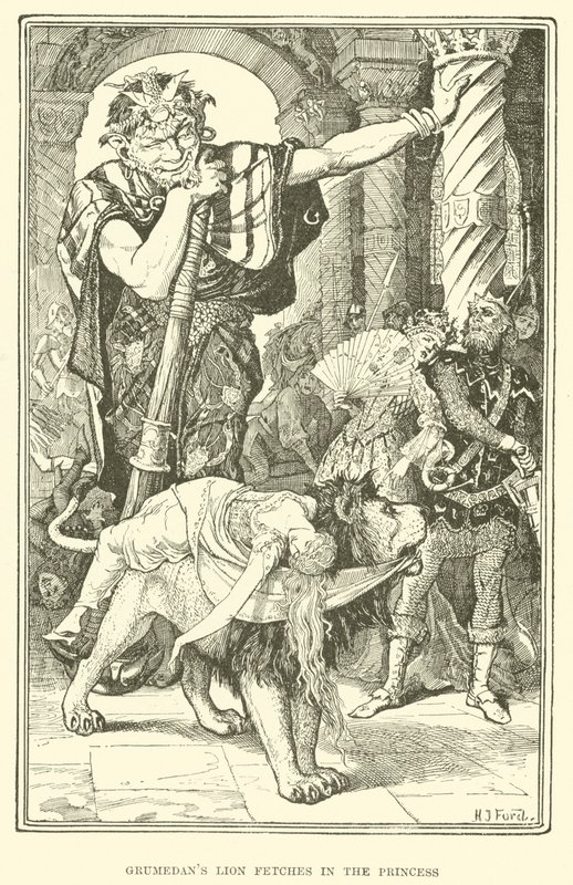 Grumedans løve henter i prinsessen (gravering) af Henry Justice Ford