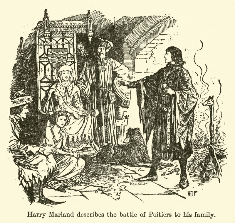 Harry Marland beskriver slaget ved Poitiers for sin familie af Henry Justice Ford
