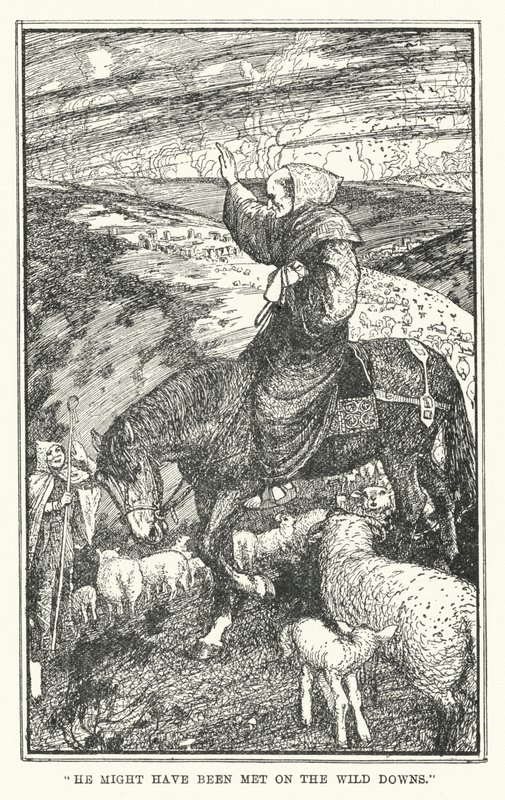 "Han kunne være blevet mødt på de vilde nedture" (litho) af Henry Justice Ford