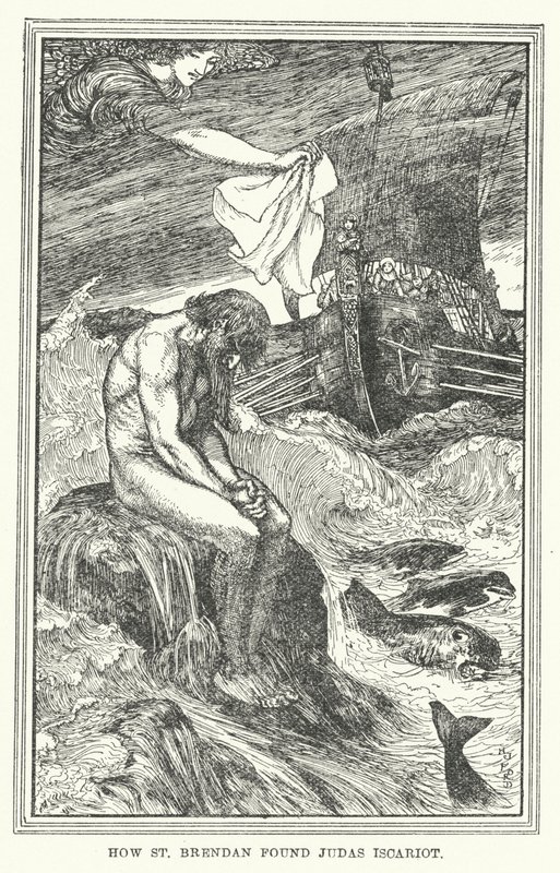 Hvordan Sankt Brendan fandt Judas Iskariot (litho) af Henry Justice Ford