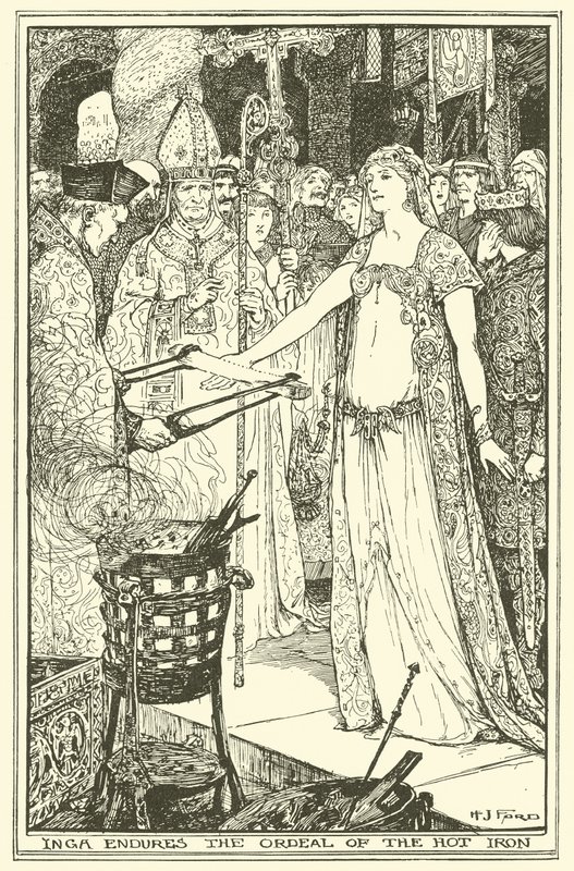 Inga udholder det varme jerns prøvelse (gravering) af Henry Justice Ford