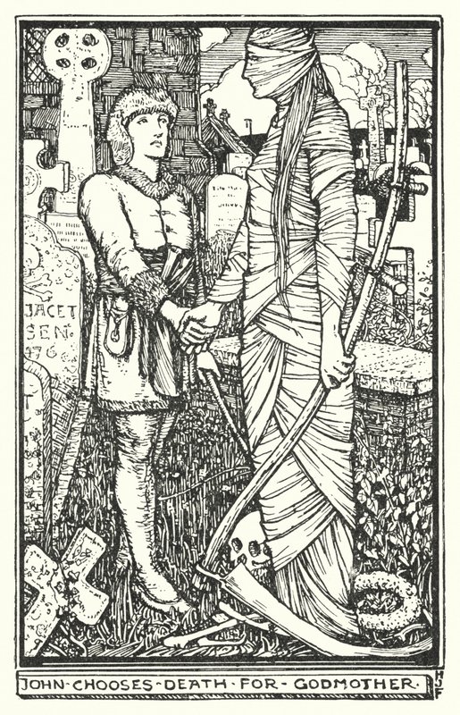 John vælger døden til gudmor (litho) af Henry Justice Ford