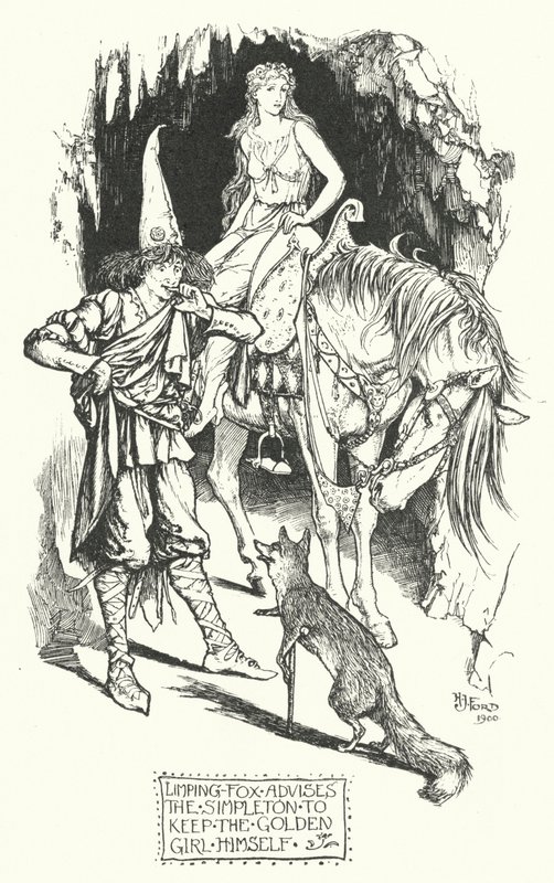 Limping-Fox råder Simpleton til at beholde den gyldne pige (gravering) af Henry Justice Ford
