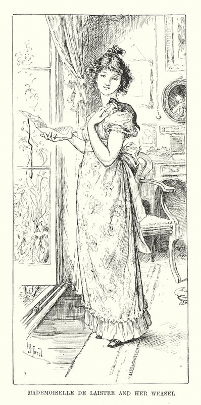 Mademoiselle de Laistre og hendes væsel (kobberstik) af Henry Justice Ford