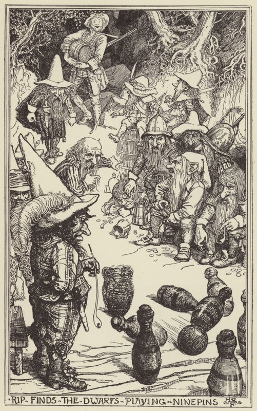 Rip finder dværgene, der spiller keglebillard af Henry Justice Ford