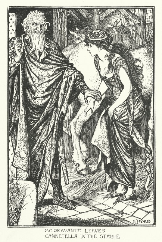 Scioravante efterlader Cannetella i stalden (gravering) af Henry Justice Ford
