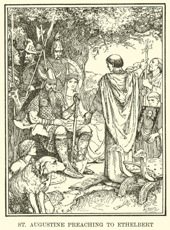 St. Augustin prædiker for Ethelbert af Henry Justice Ford