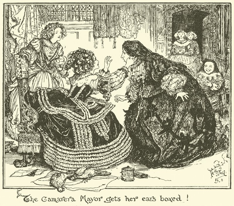 Borgmesteren fra Camarera får sine ører i en æske! (gravering) af Henry Justice Ford