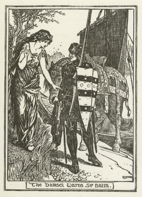 Jomfruen advarer Sir Balin af Henry Justice Ford