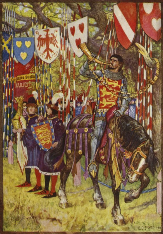 Jarlen af Huntingdon blæser i det gyldne horn af Henry Justice Ford