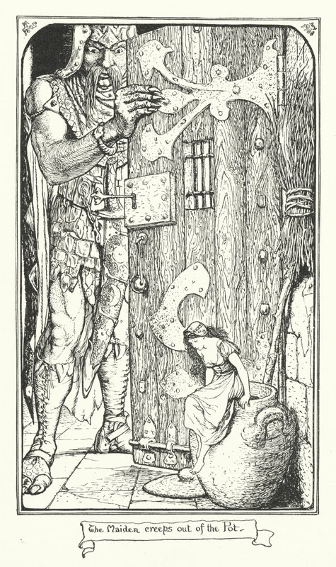 Jomfruen kravler ud af gryden (gravering) af Henry Justice Ford