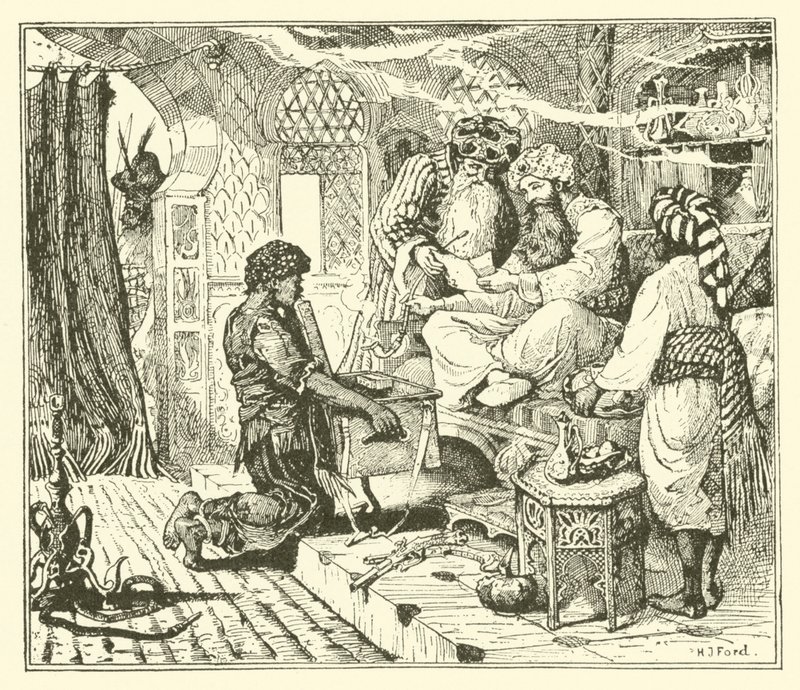 Historien om kalifstorken (gravering) af Henry Justice Ford