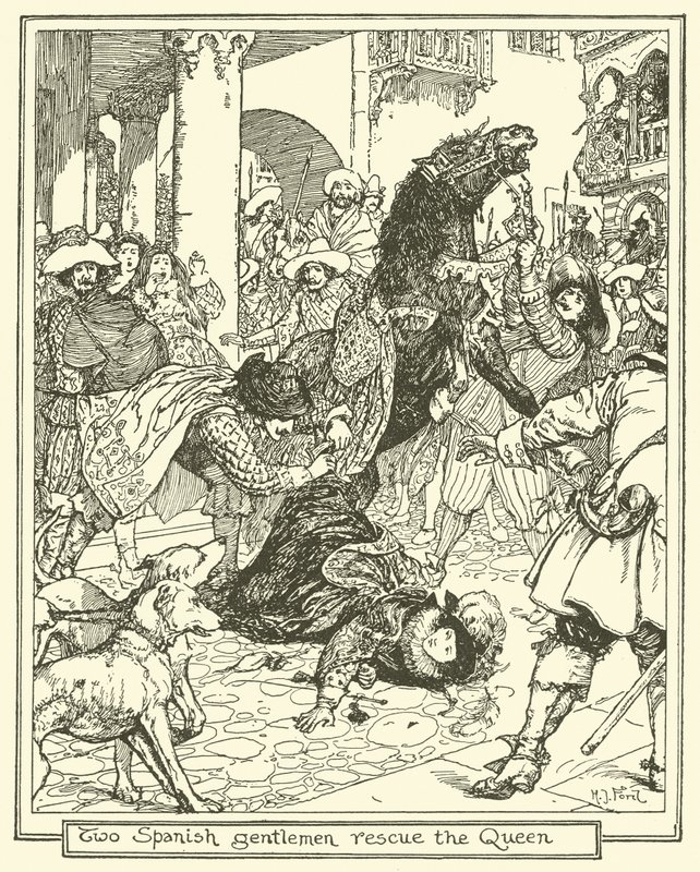To spanske herrer redder dronningen af Henry Justice Ford