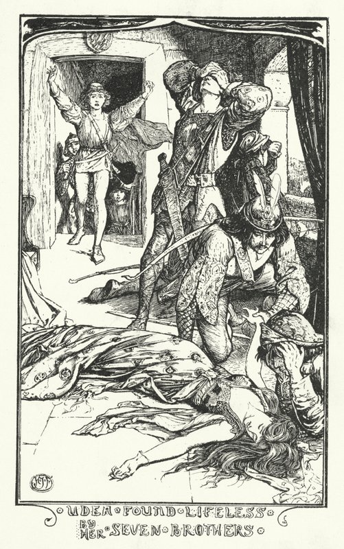 Udea fundet livløs af hendes syv brødre (gravering) af Henry Justice Ford