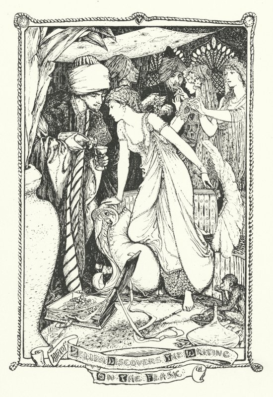 Zelida opdager skriften på kolben (gravering) af Henry Justice Ford