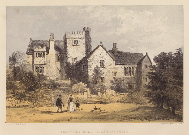 Throwley Hall, Staffordshire (akvatint) af Henry Lark Pratt