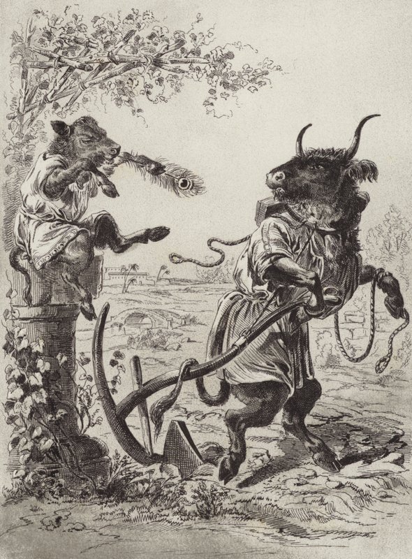 The Fables of Aesop: The Wanton Calf (litho) af Henry Louis Stephens