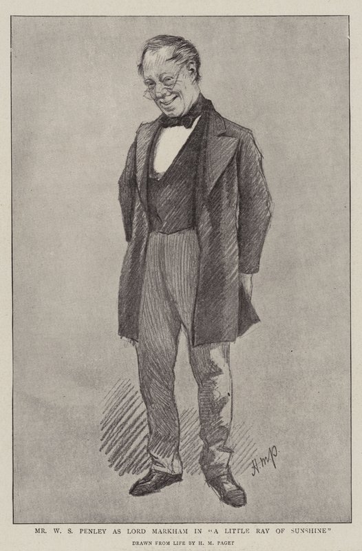 Mr WS Penley som Lord Markham i "A Little Ray of Sunshine" (litho) af Henry Marriott (after) Paget