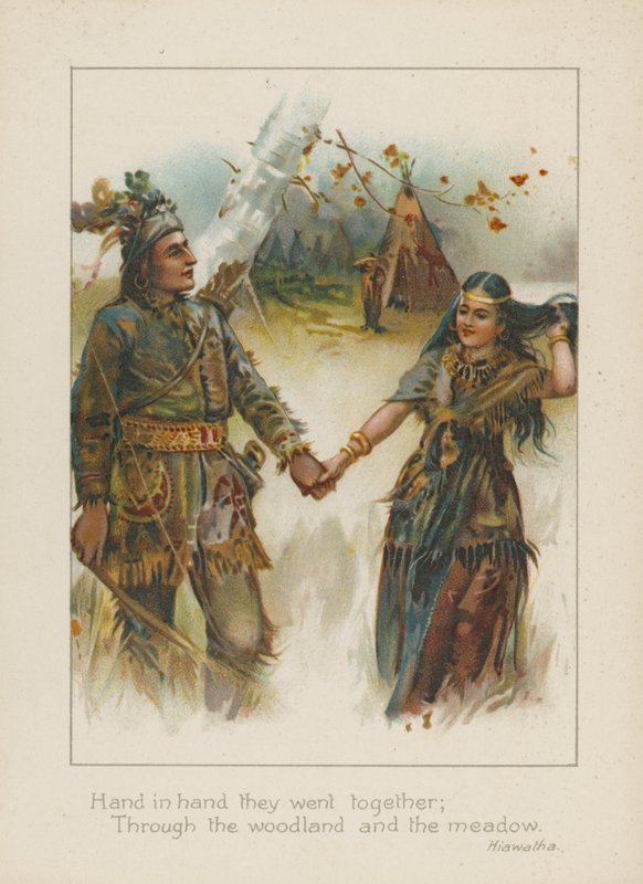 Hånd i hånd gik de sammen gennem skoven og engen (chromolitho) af Henry Marriott Paget