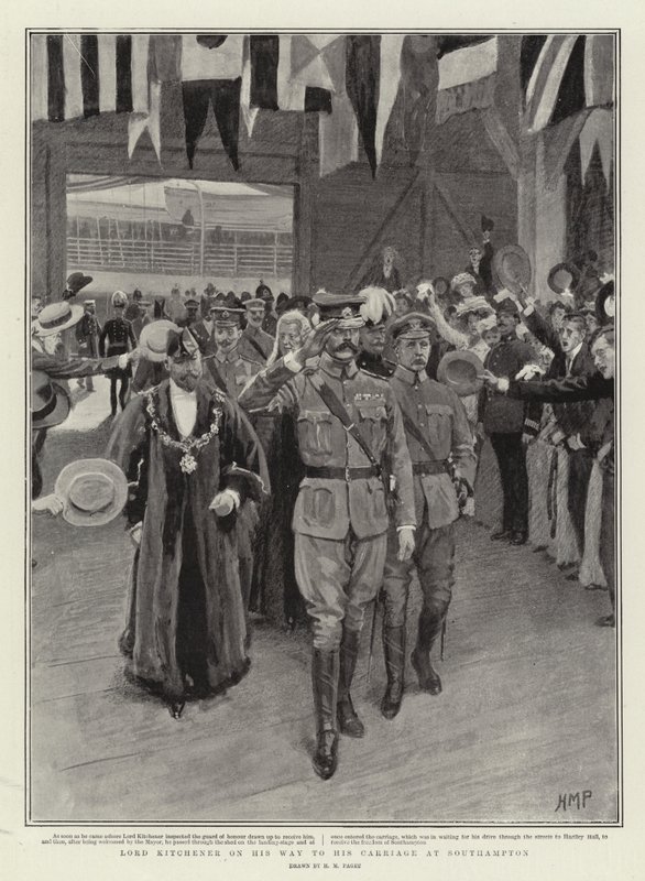 Lord Kitchener på vej til sin vogn i Southampton af Henry Marriott Paget