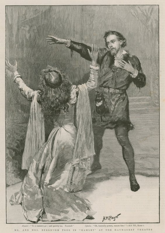 Mr og Mrs Beerbohm Tree i Hamlet på Haymarket Theatre (gravering) af Henry Marriott Paget