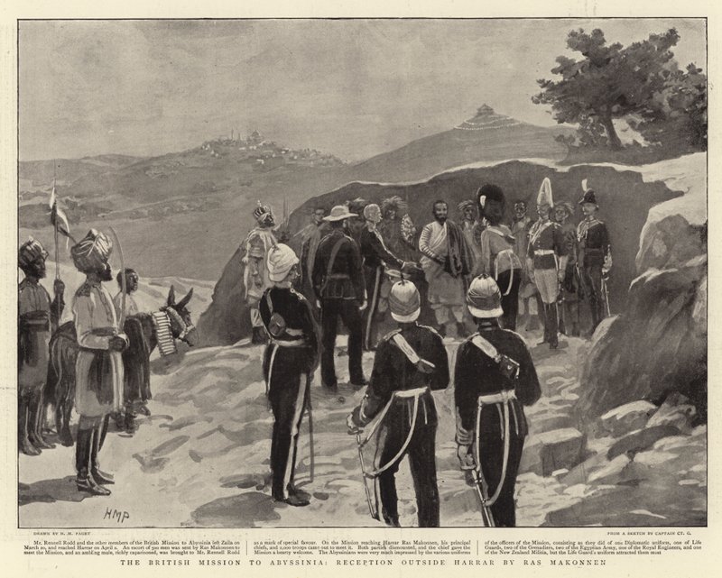 Den britiske mission til Abessinien, reception uden for Harrar af Ras Makonnen af Henry Marriott Paget