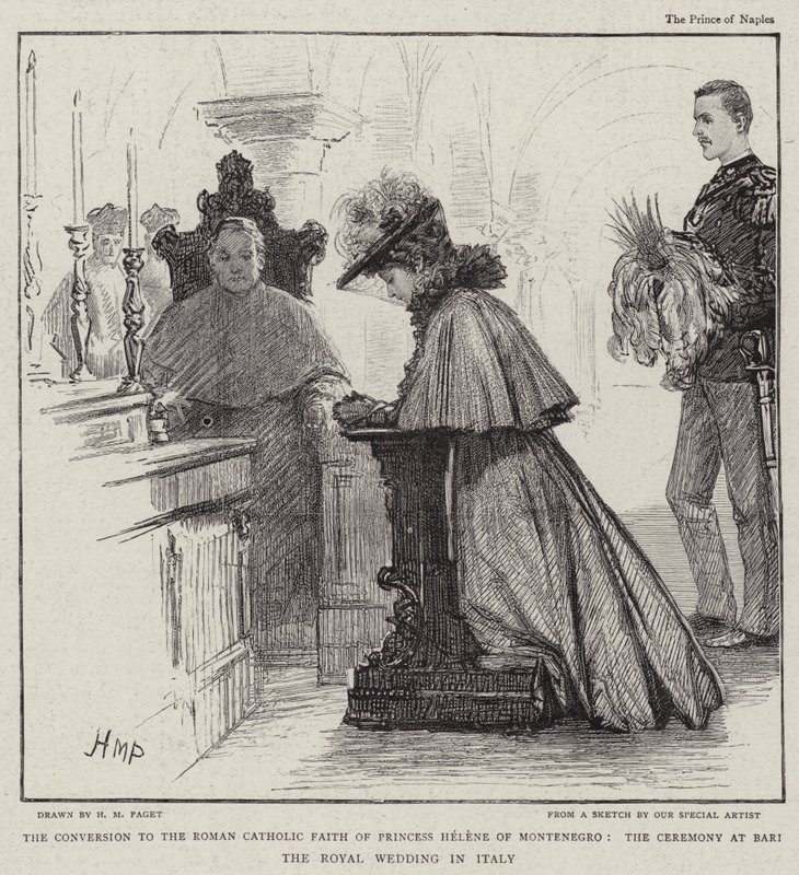 Prinsesse Helene af Montenegros omvendelse til den romersk-katolske tro, ceremonien i Bari det kongelige bryllup i Italien af Henry Marriott Paget