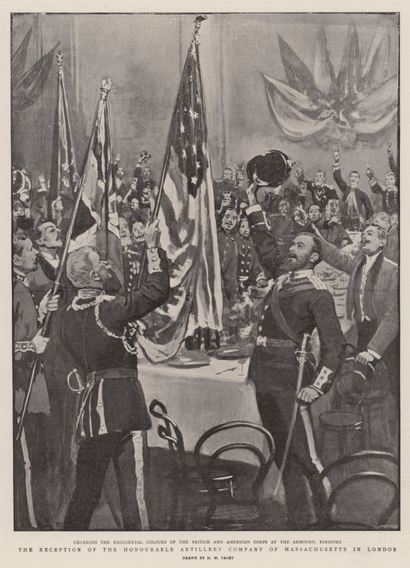 Modtagelsen af det ærede artillerikompagni i Massachusetts i London af Henry Marriott Paget