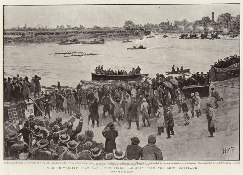 University Boat Race, Finish, set fra skib, Mortlake af Henry Marriott Paget