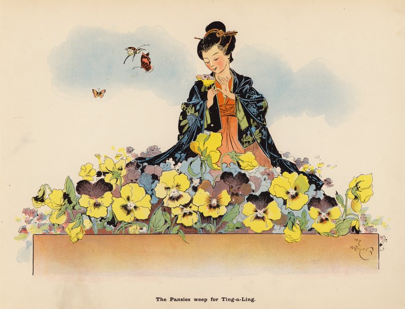 Illustration til The Adventures of a Japanese Doll (farvelitografi) af Henry Mayer